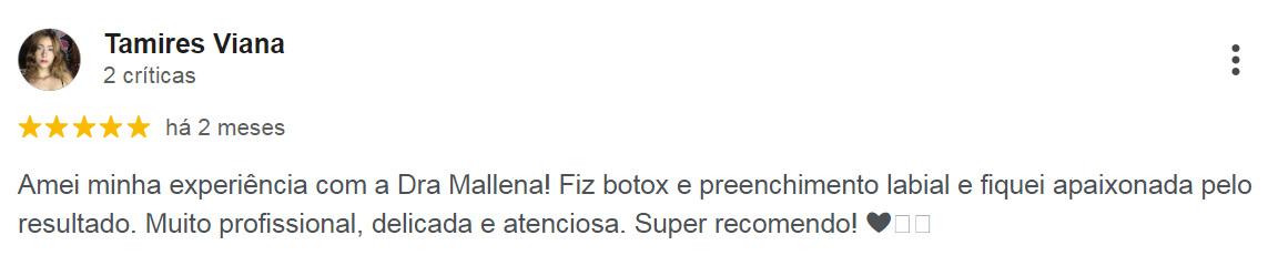 Avaliação de paciente da Plenah Clinic no Google